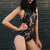 Cheongsam Style Halter Top One-piece Floral Swimsuit