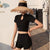 Short Sleeve Key Hole Neck 2-pieces Chinese Style Swimsuit