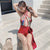 Maillot de bain de style chinois avec broderie d'oiseaux et licou croisé