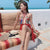 Maillot de bain de style chinois avec broderie d'oiseaux et licou croisé
