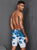 Plus Size & Quick-dry Men's Swimming Trunks with Leaves Pattern