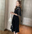 Cheongsam Top Plus Size Chiffon Midi Dress with Ruffle Sleeves