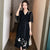 Deep V Neck Cheongsam Top Plus Size Chiffon Midi Dress with Ruffle Sleeves