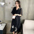 Deep V Neck Cheongsam Top Plus Size Chiffon Midi Dress with Ruffle Sleeves