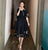 Floral Embroidery V-neck Plus Size Chinese Dress with Ruffle Sleeves