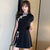 Lace Edge Plus Size Mini Modern Cheongsam Dress with Short Pants