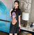 Peking Opera Pattern Plus Size Mini Modern Cheongsam Dress