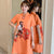 Lion Dance Pattern Plus Size Mini Modern Cheongsam Dress