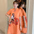 Lion Dance Pattern Plus Size Mini modernes Cheongsam-Kleid