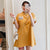 Robe Cheongsam moderne mi-longue grande taille avec appliques de broderie chaton