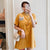 Plus Size Knee-length Modern Cheongsam Dress with Kitten Embroidery Applique