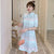 Plus Size Knee-length Modern Cheongsam Striped Dress