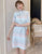 Plus Size Knee-length Modern Cheongsam Striped Dress