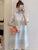 Plus Size Knee-length Modern Cheongsam Striped Dress