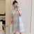 Plus Size Knee-length Modern Cheongsam Striped Dress