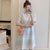 Plus Size Knee-length Modern Cheongsam Striped Dress