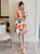 Fans & Umbrellas Pattern Plus Size Knee-length Modern Cheongsam Dress