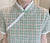 Plaids & Checks Pattern Plus Size Modern Cheongsam Dress with Lace Edge