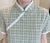 Plaids & Checks Pattern Robe Cheongsam Moderne Taille Plus avec Bord en Dentelle