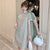 Plaids & Checks Pattern Plus Size Modern Cheongsam Dress with Lace Edge