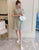Plaids & Checks Pattern Plus Size Modern Cheongsam Dress with Lace Edge