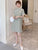 Plaids & Checks Pattern Plus Size Modern Cheongsam Dress with Lace Edge