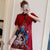 Puffärmel Peking-Oper Muster Plus Size Modernes Cheongsam-Kleid