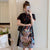 Dragon Print Mandarin Collar Plus Size Modern Cheongsam Dress