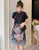 Dragon Print Mandarin Collar Plus Size Modern Cheongsam Dress