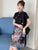 Dragon Print Mandarin Collar Plus Size Modern Cheongsam Dress