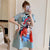 Peking Opera Print Mandarin Collar Plus Size Modern Cheongsam Dress