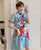 Peking Opera Print Mandarin Collar Plus Size Modern Cheongsam Dress