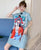 Peking Opera Print Mandarin Collar Plus Size Modern Cheongsam Dress