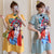 Peking Opera Print Mandarin Collar Plus Size Modern Cheongsam Dress