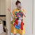 Peking Opera Print Mandarin Collar Plus Size Modern Cheongsam Dress