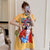 Peking Opera Print Mandarin Collar Plus Size Modern Cheongsam Dress