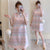 Plus Size Knee-length Modern Cheongsam Striped Dress