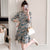 Plus Size Knee-length Modern Cheongsam Floral Day Dress with Lace Edge