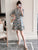 Plus Size Knee-length Modern Cheongsam Floral Day Dress with Lace Edge