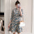 Plus Size Knee-length Modern Cheongsam Floral Day Dress with Lace Edge