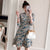 Plus Size Knee-length Modern Cheongsam Floral Day Dress with Lace Edge