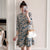 Plus Size Knee-length Modern Cheongsam Floral Day Dress with Lace Edge