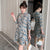 Plus Size Knee-length Modern Cheongsam Floral Day Dress with Lace Edge