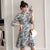 Plus Size Knee-length Modern Cheongsam Floral Day Dress with Lace Edge