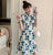 Plus Size Short Sleeve Modern Cheongsam Plaids & Checks Dress