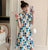 Plus Size Kurzarm Modernes Cheongsam Plaids & Checks Kleid