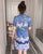 Mini-robe Cheongsam moderne à motif floral et grues de grande taille
