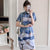 Plus Size Cranes & Floral Pattern Modern Cheongsam Mini Dress