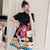 Plus Size Beijing Opera Pattern Modern Cheongsam Mini Dress