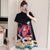 Plus Size Beijing Opera Pattern Modern Cheongsam Mini Dress